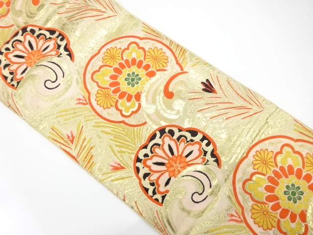 JAPANESE KIMONO / ANTIQUE FUKURO OBI / WOVEN YOUNG PINE